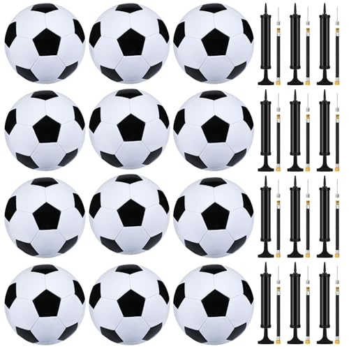 Leyndo Deflated Soccer Balls Size 5 Bulk with Pumps Deflated Soccer Balls with Pump Needles Set Christmas Operation Gifts for Adults Donation Charity Train Practice Game - color: White Black