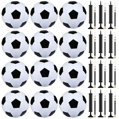 Leyndo Deflated Soccer Balls Size 5 Bulk with Pumps Deflated Soccer Balls with Pump Needles Set Christmas Operation Gifts for Adults Donation Charity Train Practice Game - color: White Black