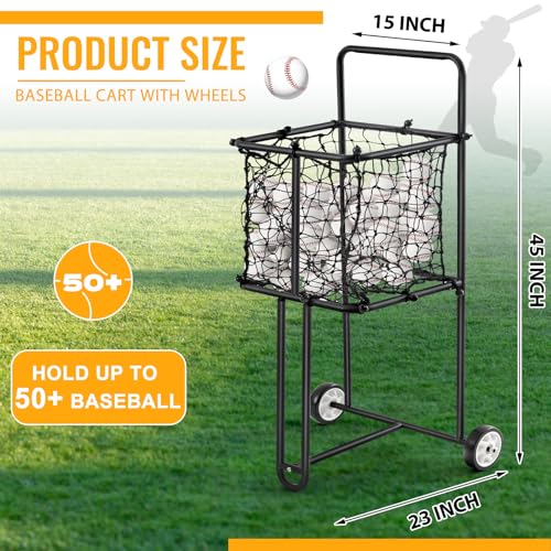 Vercraft Sports Baseball Cart with Wheels Large Softball Caddy Ball Holder Holds up 300 Baseballs or 150 Softballs