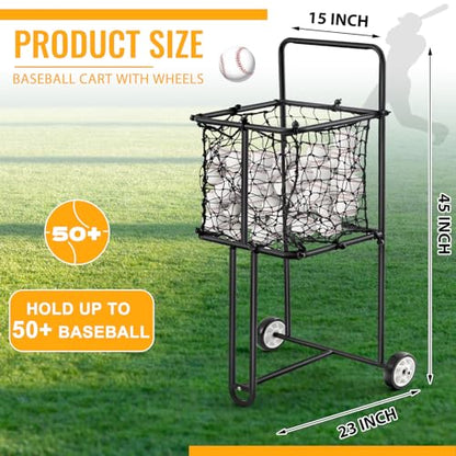 Vercraft Sports Baseball Cart with Wheels Large Softball Caddy Ball Holder Holds up 300 Baseballs or 150 Softballs