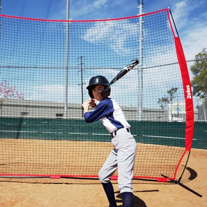 12x9ft / 16x10ft Barricade Backstop Net, Ball Sports Barrier, Practice Net for Baseball, Softball, Lacrosse, Soccer, Basketball and More - style: 12x9 ft - Red
