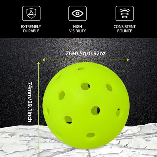 Pickleball Balls | Crack-Resistant | 40 Holes Outdoor & Indoor Pickle Balls | High Bounce, Perfectly Balanced Pickle Ball for Tournament Play - color: 50PC
