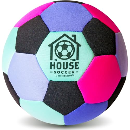 in The House Soccer Ball - Indoor Size 4 Padded Soccer Ball for Girls (Ages 3+), Boys (Ages 3+) & Adults - Bring Soccer Practice Home - Perfect for Juggling - Gift for Soccer Player - color: Cotton Candy