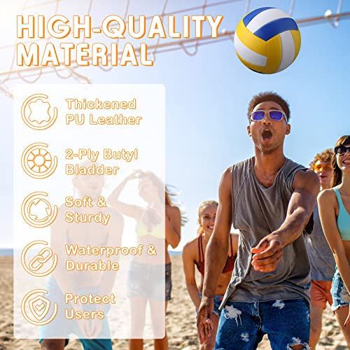 HyDren 4 Pack Outdoor Volleyball with Pump, Recreational Beach Volleyball Bulk for Beginners, Competitive, Recreational Play Game, Indoor Gym Training, Official Size Back to School