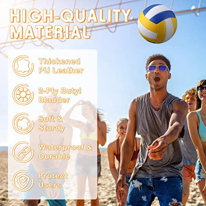 HyDren 4 Pack Outdoor Volleyball with Pump, Recreational Beach Volleyball Bulk for Beginners, Competitive, Recreational Play Game, Indoor Gym Training, Official Size Back to School