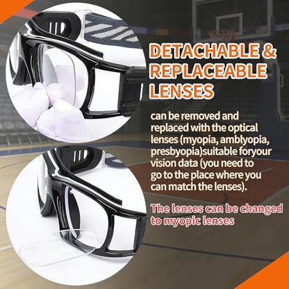 SooGree Sport Glasses for Men Women Basketball Football Sport Goggles Anti Fog Shock Collision Wearable Glasses