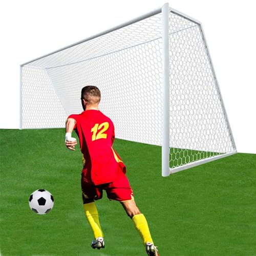 Full Size Soccer Goal Net Replacement 24x8FT / 18.5x6.5FT Soccer Goal Net [4mm Nylon, 4.7" Hexagonal] Goal Post Netting Hexagon Full Size Training Nets White