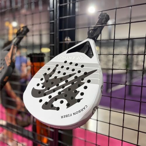 Padel Racket, Carbon Fiber Surface Padel Racquet, Lightweight, Ideal for Training/Matches - color: Gray