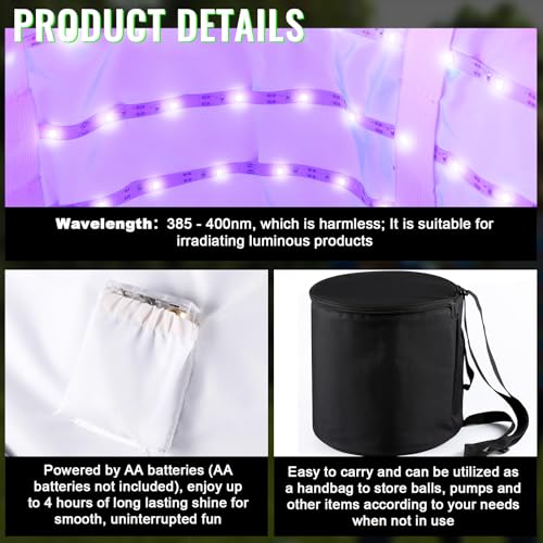 Hiboom 6 Pcs Glow in The Dark Flag Football Belts with UV Light Quick Charger Bag, Adjustable Belt Set for Playground Backyard Camping Yard Game Outdoor in The Dark Games Party Accessories