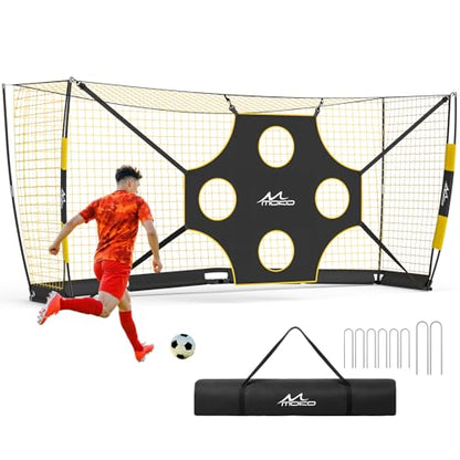 MoKo 12x6 FT Soccer Goal with Precision Target, Soccer Goals for Backyard Indoor & Outdoor, Portable Soccer Net Training Equipment with Foldable Base, Sturdy Ground Stakes & Carry Bag