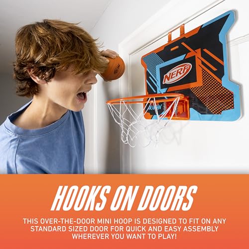 NERFOOP Slam Mini Basketball Hoop Set - Pro Hoop Mini Basket Set with NERF Foam Basketball - Spring Loaded Rim Great for Dunking - Perfect Bedroom + Office Accessory