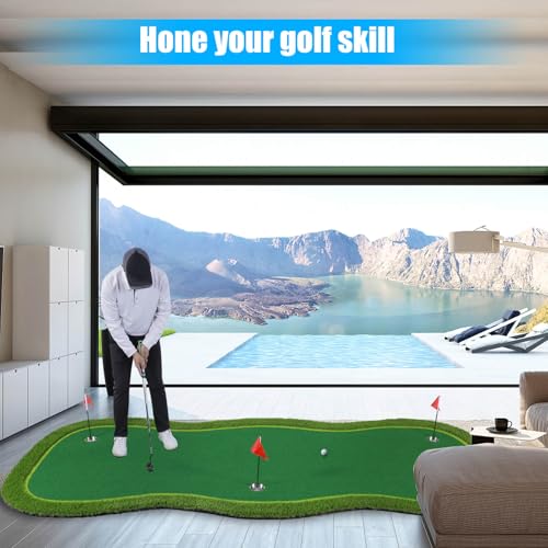 Golf Putting Green/Mat-Golf Training Mat- Professional Golf Practice Mat- Green Long Challenging Putter for Indoor/Outdoor - style: 5x12ft mat