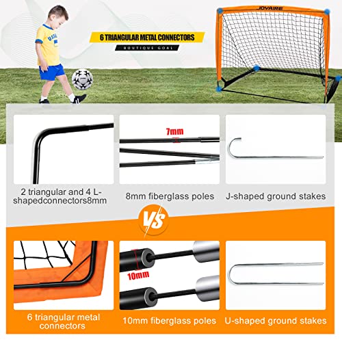 Pro-Grade Kids Backyard Soccer Goal, Tear-Resistant 5-Layer Polyester Soccer Net & 10mm Poles for Maximum Durability, 4x3ft/6x4ft/7x5ft, Pop Up Portable Soccer Training Equipment Set with Size 4 Ball - size: 4 ft x 3ft, style: Orang