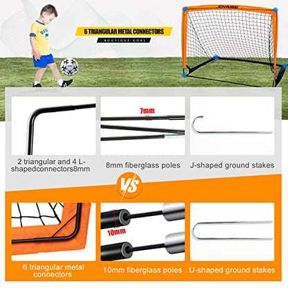Pro-Grade Kids Backyard Soccer Goal, Tear-Resistant 5-Layer Polyester Soccer Net & 10mm Poles for Maximum Durability, 4x3ft/6x4ft/7x5ft, Pop Up Portable Soccer Training Equipment Set with Size 4 Ball - size: 4 ft x 3ft, style: Orang
