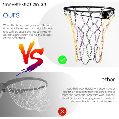 Dakzhou Basketball net, Metal Chain Net Braided Permanent Rust Proof (12 Links), Quick Installation - color: Purple/Yellow/Black