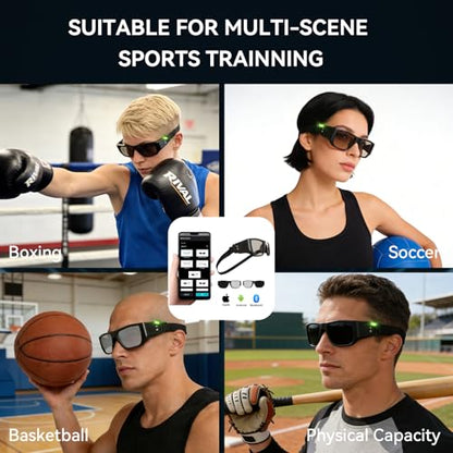 Netrix Reflex Glasses for Sports Training - Smart Vision & Reaction Speed Enhancer for Boxing, MMA, Baseball, Tennis - Adjustable Fit, Touch Control & Magnetic Charging