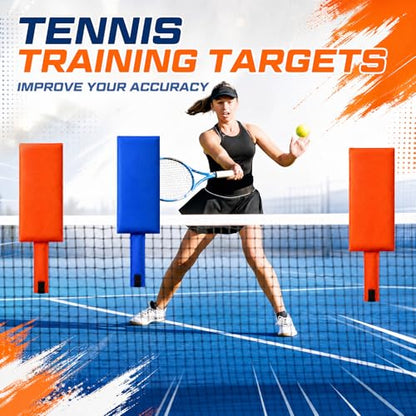 2 Pack Tennis Training Targets for Net, Accuracy Trainer for Serve & Shot Placement, Portable Tennis Target Aid for Adults, Practice Equipment for Backyard, Court & Coaching Drills