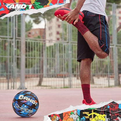 AND1 Chaos Basketball: Official Regulation (29.5 inches) Rubber - Deep Channel Construction Streetball, Made for Indoor Outdoor Basketball Games - color: Blue Space