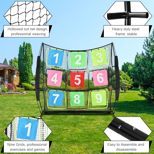 Disc Golf Net Portable Disc Training Net with 9 Target Multifunctional Practice Net Disc Golf Target Net for Backyard Indoor Outdoor Game,7ft x 7ft