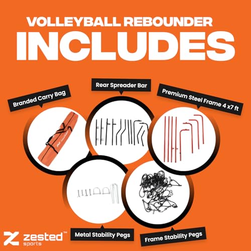 7x4 FT Multi-Sport Rebounder Net – Adjustable Training Net for Volleyball, Lacrosse, Baseball & Soccer – Heavy-Duty Steel Frame, High-Tension Net & Carry Bag for Indoor/Outdoor Practice