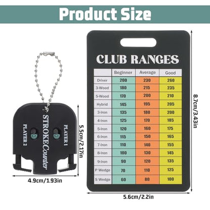 ElevateTech Golf Stroke Counters, 2 Pcs Golf Score Indicator with 10 Golfs Scorecard 2 Player Stroke Counter Clicker Portable Mini Square Game Scorekeeper for Golfs Training Competitions & Games