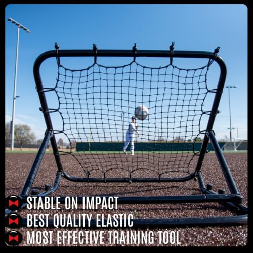 Web Flex® 3x3 ft Portable Rebounder Net | Multi-Sport Trainer for Baseball, Softball, Soccer & Volleyball | Adjustable Pitch Back Net with Steel Frame, Foldable Design & Easy Setup for Drills