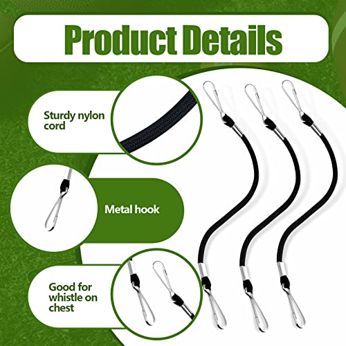 Riakrum 3 Pcs Whistle Lanyard Double Clip Lightweight and Sturdy Nylon Lanyard with Clip Metal for Coach Wrestling Referee School Football Basketball Team Class Competition Training, Black