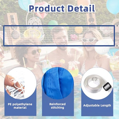 15FT Pool Volleyball Net with 10Ft Straps Portable Volleyball Net with Carrying Bag Volleyball Small Pool Net for Outdoor Indoor Backyard Yard Beach Above Ground Pool Swimming Pool (Net Only)
