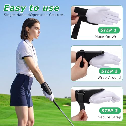 Hoteam 3-in-1 Golf Training Aid Set, Golf Wrist Strap, Swing Arm Band Correction & Grip Trainer, Swing Training Equipment, Improve Muscle Memory and Posture for Beginner Golfer Practice Tool