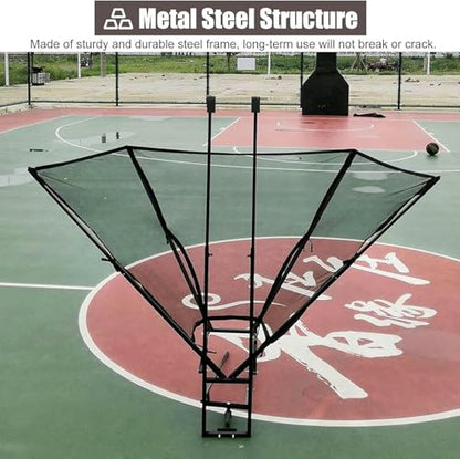 Basketball Shot Returner Net System - Metal Hanging Rebounder Attachment for Hoop, Improve Shooting Skills, Ball Return Trainer for Basketball Practice