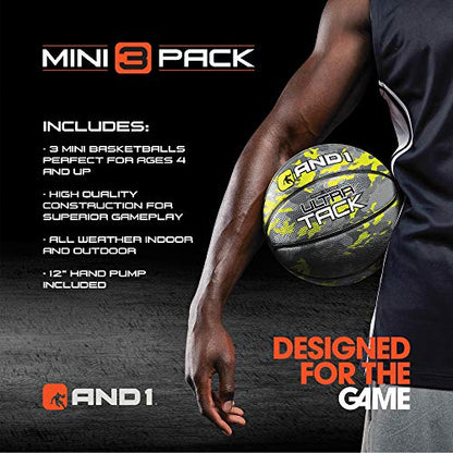 AND1 Mini Basketball Pack Set for Kids (Deflated w/Pump Included): - 7-Inch Premium Youth Size Basketballs, Easy to Grip - color: Camo Series, size: 3