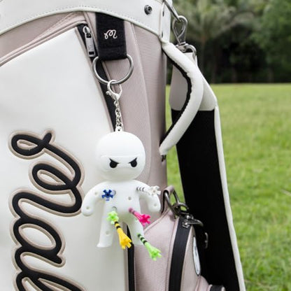 Golf Tee Holder, Ninja Portable Funny Golf Tees Holder Keychain Golf Gift Golf Accessories for Men & Women - color: White