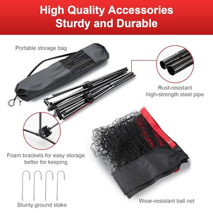 Portable Badminton Net Set, 10FT/14FT/17FT Wide, Adjustable Height Multi Sport Net for Pickleball, Tennis, Volleyball, Soccer Tennis, Indoor Outdoor with Carry Bag, Easy Setup for Backyard