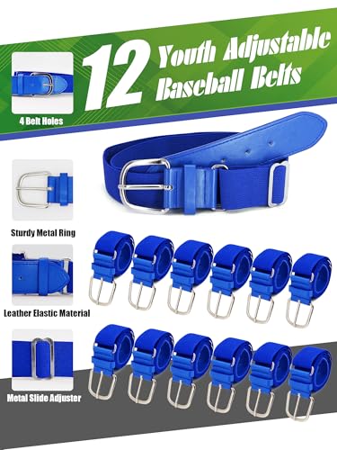12 Pieces Baseball Belts Bulk Softball Belts Packs Leather Belt Adjustable Softball Belt Stretch Sports - color: Blue, size: Adult Size