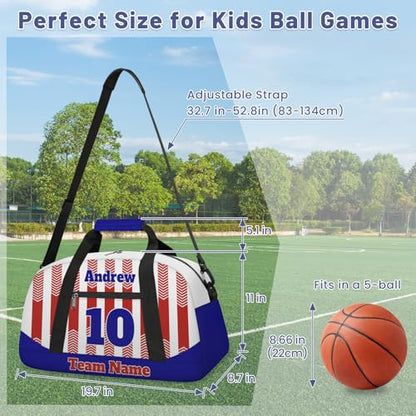 Basketball Soccer Gifts for Boys Girls - Custom Sports Duffle Bag, Personalized Name & Team Bag, Water-Resistant Gym Bag for Basketball, Soccer, Volleyball | Y-Red Navy - color: Y-Red Navy