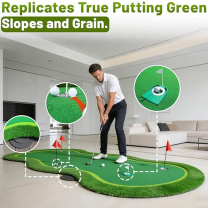 Bearwill Golf Putting Green,5ft x 10ft Golf Practice Putting Mat,Professional Large Golf Training Mat for Indoor Outdoor Garage Backyard