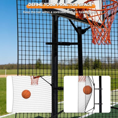 GADFISH Basketball Rebounder Net, Heavy-Duty Steel Frame Basketball Return Net Catcher Backstop Nets Basketball Return Attachment Yard Guard for Outdoor