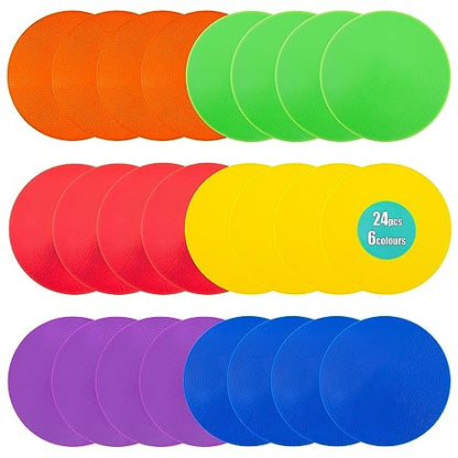 Spot Markers 4.72 Inch 9 Inch Non Slip Rubber Floor Markers Flat Field Cones Poly Dots for Soccer Basketball Sports Speed Agility Training and Drills - style: 9inch 24pcs