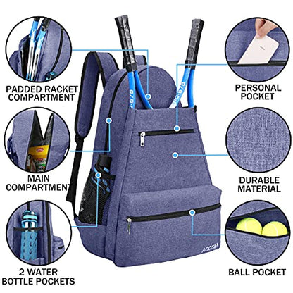 ACOSEN Tennis Bag Tennis Backpack - Large Tennis Bags for Women and Men to Hold Tennis Racket,Pickleball Paddles, Badminton Racquet, Squash Racquet,Balls and Other Accessories - color: Purple - B