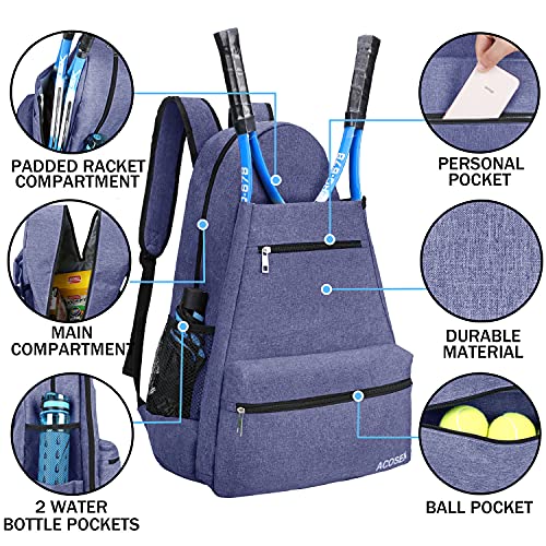 ACOSEN Tennis Bag Tennis Backpack - Large Tennis Bags for Women and Men to Hold Tennis Racket,Pickleball Paddles, Badminton Racquet, Squash Racquet,Balls and Other Accessories - color: Purple - B
