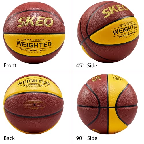 SKEO Weighted Basketball, 2.2/3/3.3LBS 28.5"/29.5" Trainer Heavy Basketballs Made of Composite, Indoor Outdoor Training Ball for Improving Handling Dribbling Rebounding - size: Size 6 Women & Youth -2.2LBS/1KG