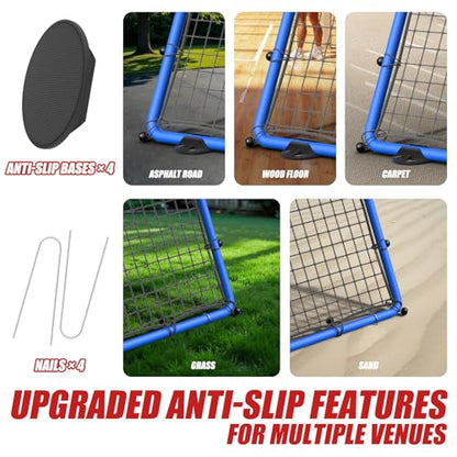 Professional Volleyball Rebounder Net,Volleyball Net Size 7×4FT,with 5-Speed Adjustable Angle Training Equipment,Anti-Slip Base Design,Improve Volleying,Bumping,Spiking Skills