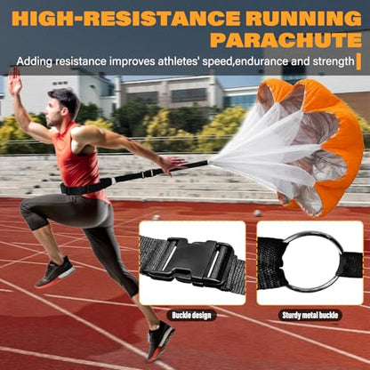 Soccer Agility Training Equipment Set, 20ft Speed Ladder, 12 Soccer Cones, 4 Hurdles, Running Parachute, Jump Rope, Basketball Football Soccer Training Equipment
