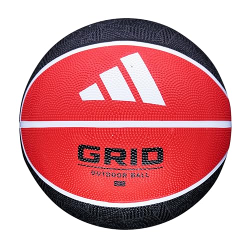 adidas | Grid | Recreational Rubber Basketball | Durable for Outdoor & Indoor Play - color: Black/Red, size: Size 7 (29.5")
