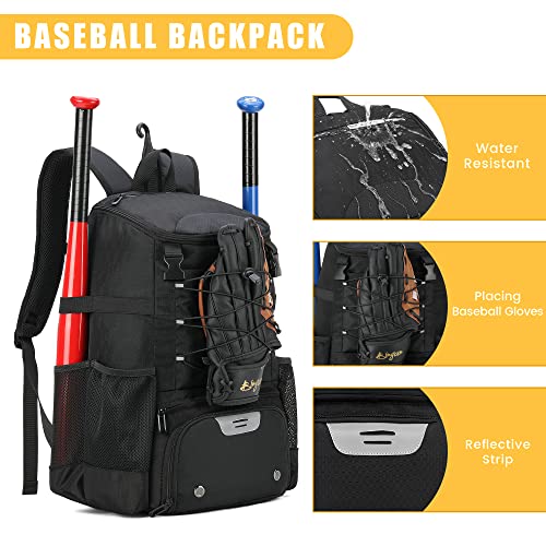 Softball Bag, Baseball Equipment Backpack for Youth Girls Adult, Lightweight With Shoe Compartment, Fence Hook for TBall, Bat, Helmet