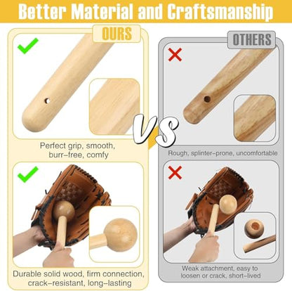 Baseball Glove Break-in Kit, 6-Piece Set with 1 Wooden Solid Construction Glove Mallet, 2 Elastic Wraps, 2 Locks, 1 Plastic Practice Ball - Baseball Hammer for Adult & Youth Glove Break-in and Shaping - size: Only Baseball Glove Mallet