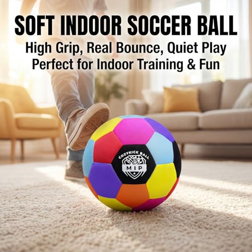 MIP Silent Indoor Soccer Ball – Size 4 Soft Foam Ball for Kids & Toddlers | Quiet Play, Non-Marking, Real Bounce | Safe for Hardwood, Carpet & Apartments | CPC Certified