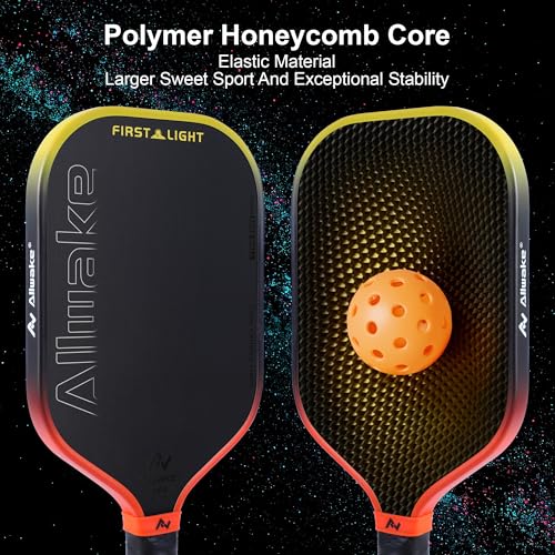 Professional Pickleball Paddles - T700 Raw Carbon Fiber with Foam Injected Edges for Expanded Sweet Spot - Control & Power Paddle for All-Level Players ﻿ ﻿ - color: Gradient Yellow Orange Pickleball Paddle