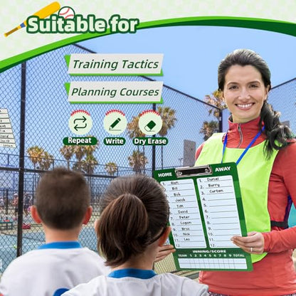 Baseball Dry Erase Coaches Clipboard, Baseball Dry Erase Coaching Board Double-Sided Baseball White Board for Coaches Writable and Erasable Baseball Clipboard Dry Erase Baseball Lineup Board - style: Baseball