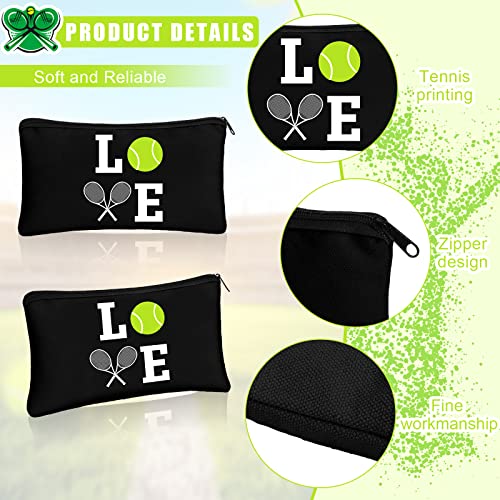 Moukeren 12 Pieces Tennis Makeup Bag Cosmetic Bag Travel Portable Storage Toiletry Case Accessories with Zippers Tennis Gifts for Lovers Players Teams Women Girls(Black)